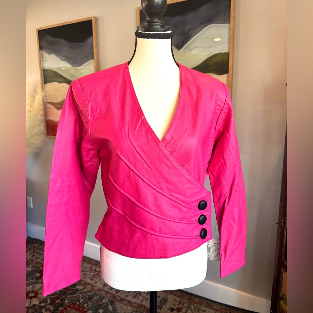 Avon Fashions Vintage Pink Leather Jacket - Picture 2 of 10